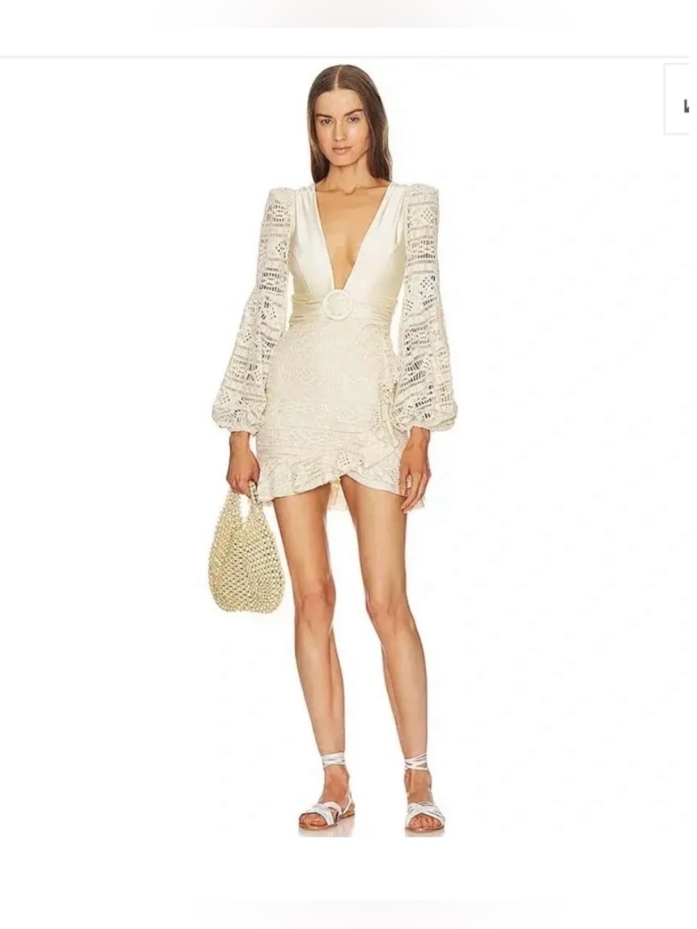 Patbo Crochet Plunge Mini Dress size 4 - Picture 4 of 10